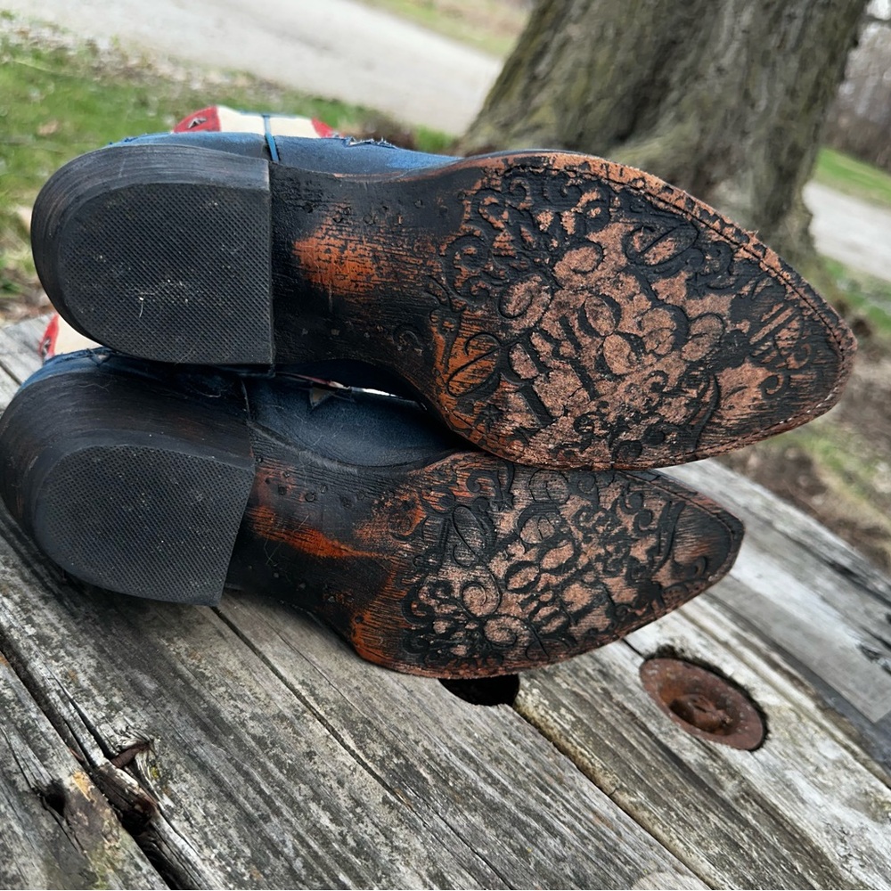 Corral Navy, Red & Cream Star Western Heeled Boots - Picture 8 of 15